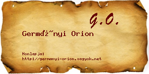 Germányi Orion névjegykártya